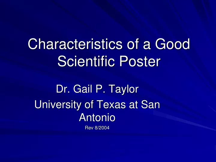 characteristics of a good scientific poster