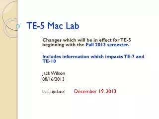 TE-5 Mac Lab