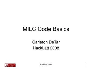 MILC Code Basics