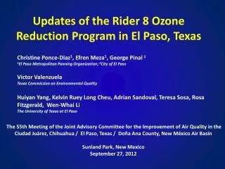 Updates of the Rider 8 Ozone Reduction Program in El Paso, Texas