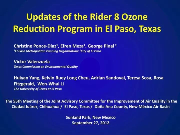updates of the rider 8 ozone reduction program in el paso texas