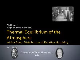 Thermal Equilibrium of the Atmosphere with a Given Distribution of Relative Humidity