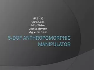 5-DOF Anthropomorphic Manipulator