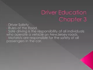 Driver Education Chapter 3