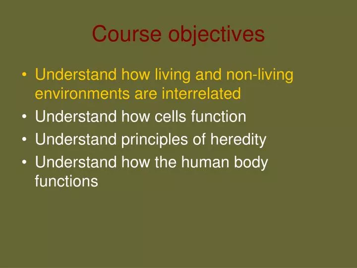 course objectives