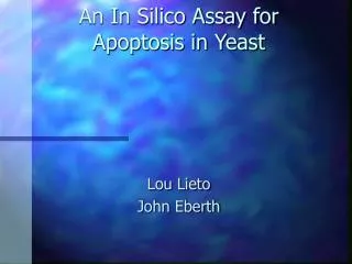 An In Silico Assay for Apoptosis in Yeast