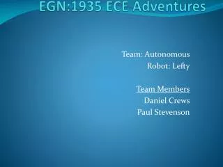 EGN:1935 ECE Adventures
