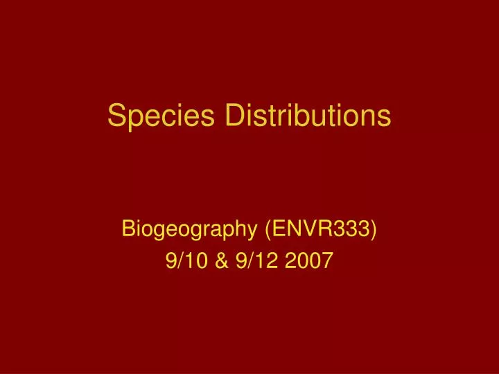 species distributions