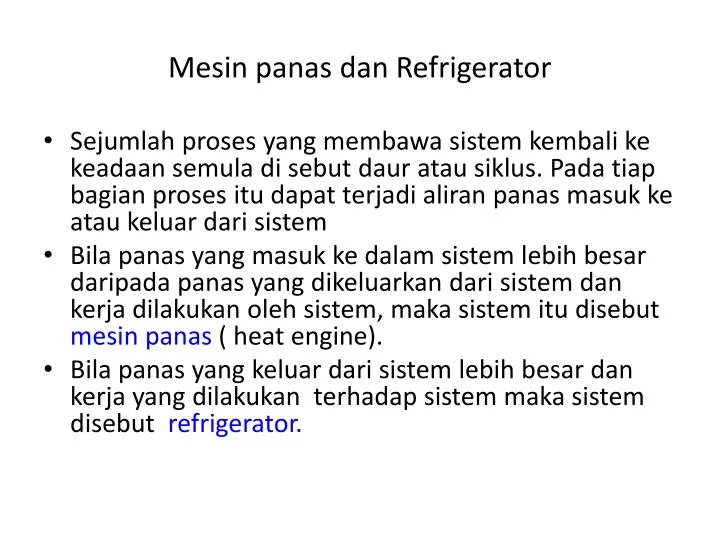 mesin panas dan refrigerator