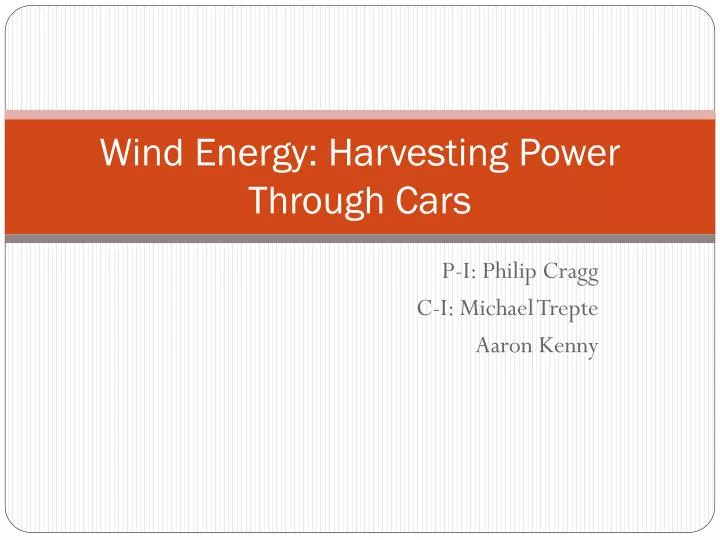 wind energy harvesting power through cars
