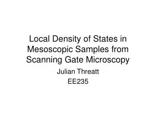 Local Density of States in Mesoscopic Samples from Scanning Gate Microscopy