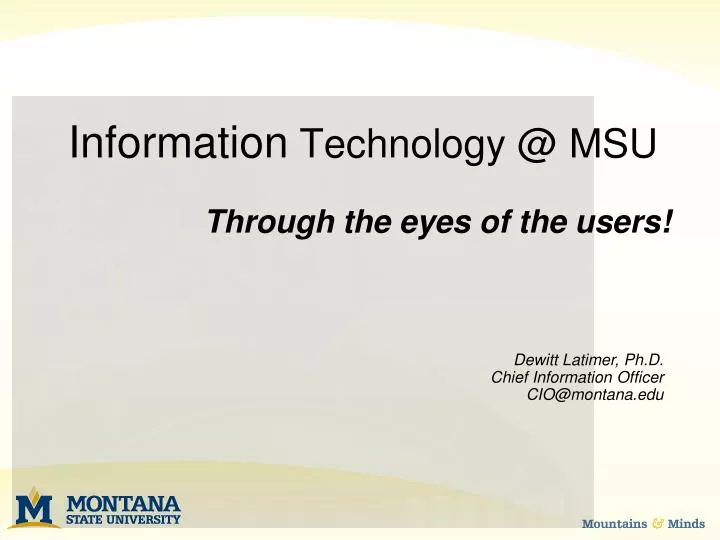 information technology @ msu
