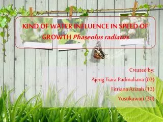 KIND OF WATER INFLUENCE IN SPEED OF GROWTH Phaseolus radiatus