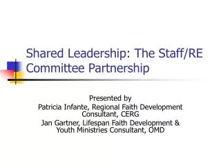 Shared Leadership: The Staff/RE Committee Partnership