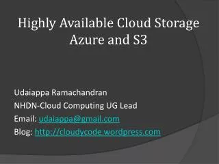 Highly Available Cloud Storage Azure and S3