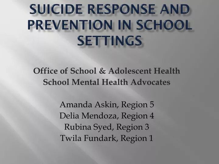 suicide response and prevention in school settings