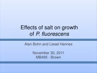 Effects of salt on growth of P. fluorescens