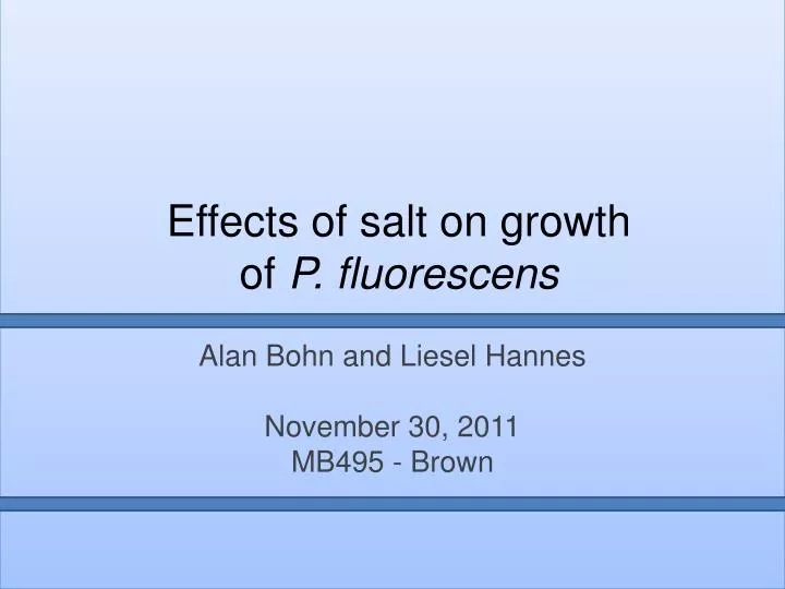 effects of salt on growth of p fluorescens