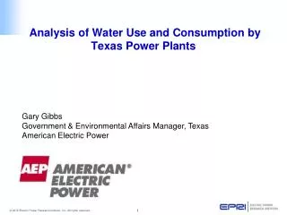 Analysis of Water Use and Consumption by Texas Power Plants