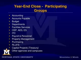 Year-End Close - Participating Groups