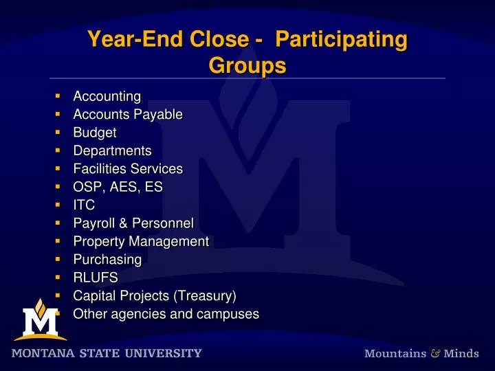 year end close participating groups