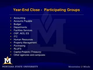 Year-End Close - Participating Groups