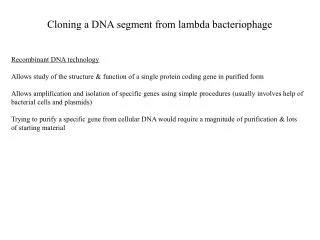 Cloning a DNA segment from lambda bacteriophage