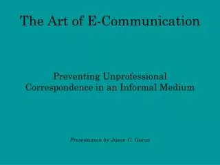 the art of e communication