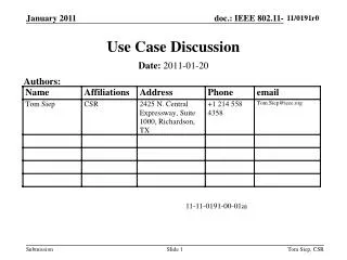 Use Case Discussion