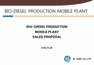 BIO-DIESEL PRODUCTION MOBILE PLANT