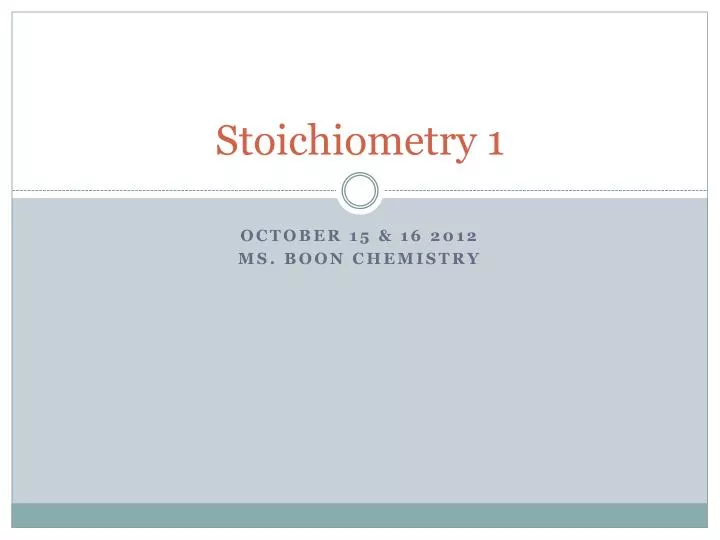 stoichiometry 1