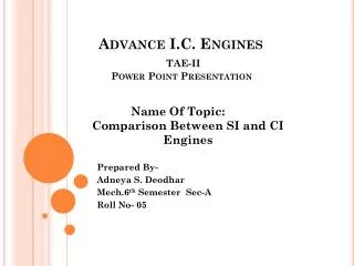 Advance I.C. Engines TAE-II Power Point Presentation
