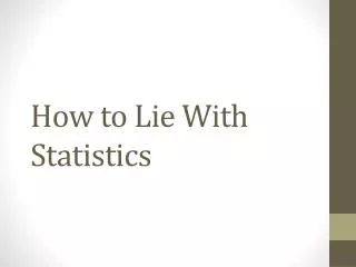how to lie with statistics