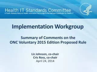 Implementation Workgroup