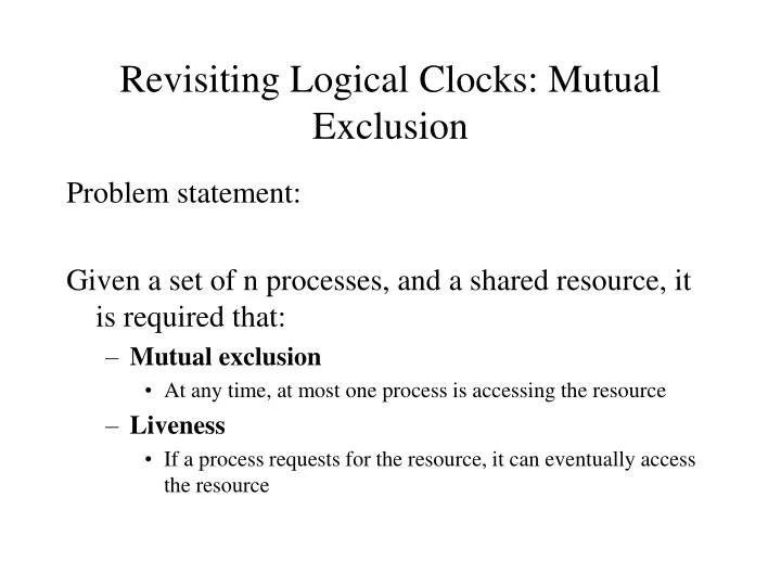 revisiting logical clocks mutual exclusion