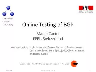 Online Testing of BGP
