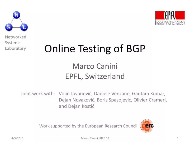 online testing of bgp