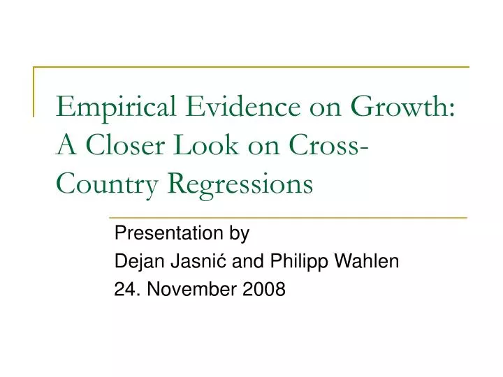 empirical evidence on growth a closer look on cross country regressions