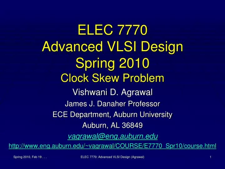 elec 7770 advanced vlsi design spring 2010 clock skew problem