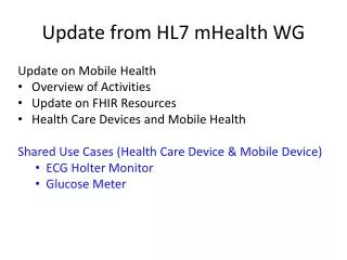 Update from HL7 mHealth WG