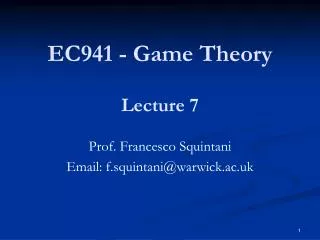 EC941 - Game Theory