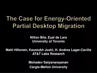The Case for Energy-Oriented Partial Desktop Migration