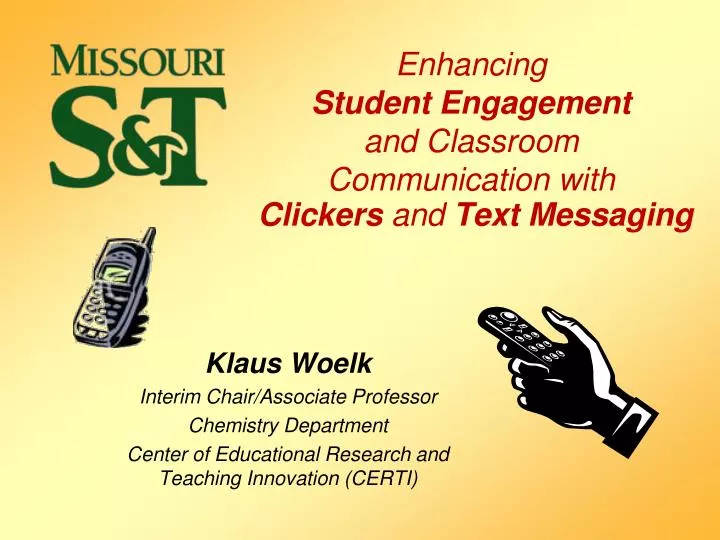 enhancing student engagement and classroom communication with clickers and text messaging