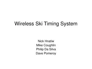 Wireless Ski Timing System