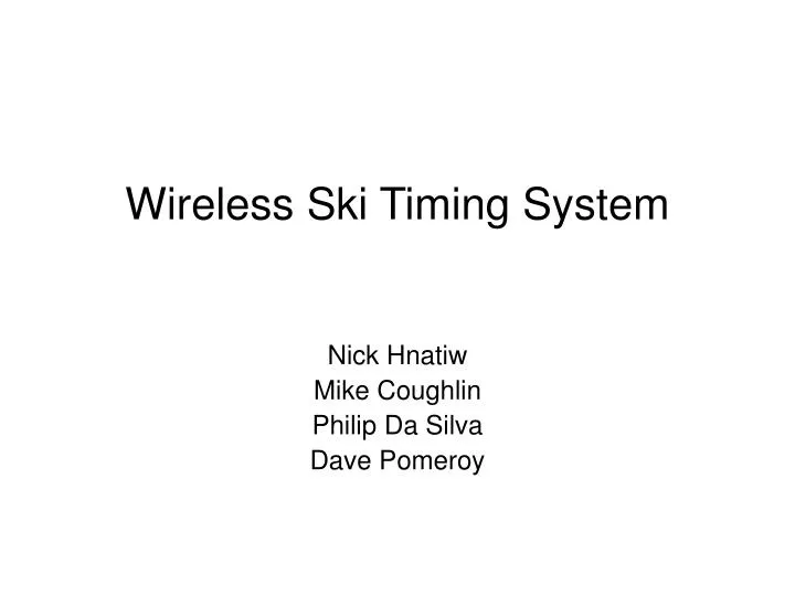 wireless ski timing system
