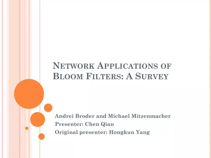 network applications of bloom filters a survey