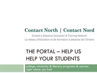 THE PORTAL – help us help your students