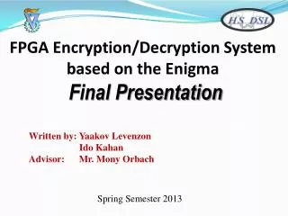 FPGA Encryption/Decryption System based on the Enigma Final Presentation