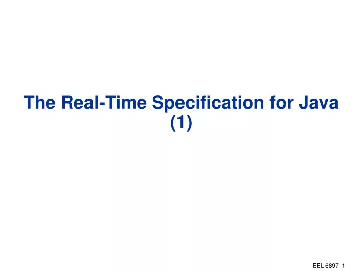 the real time specification for java 1