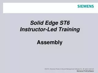 Solid Edge ST6 Instructor-Led Training Assembly
